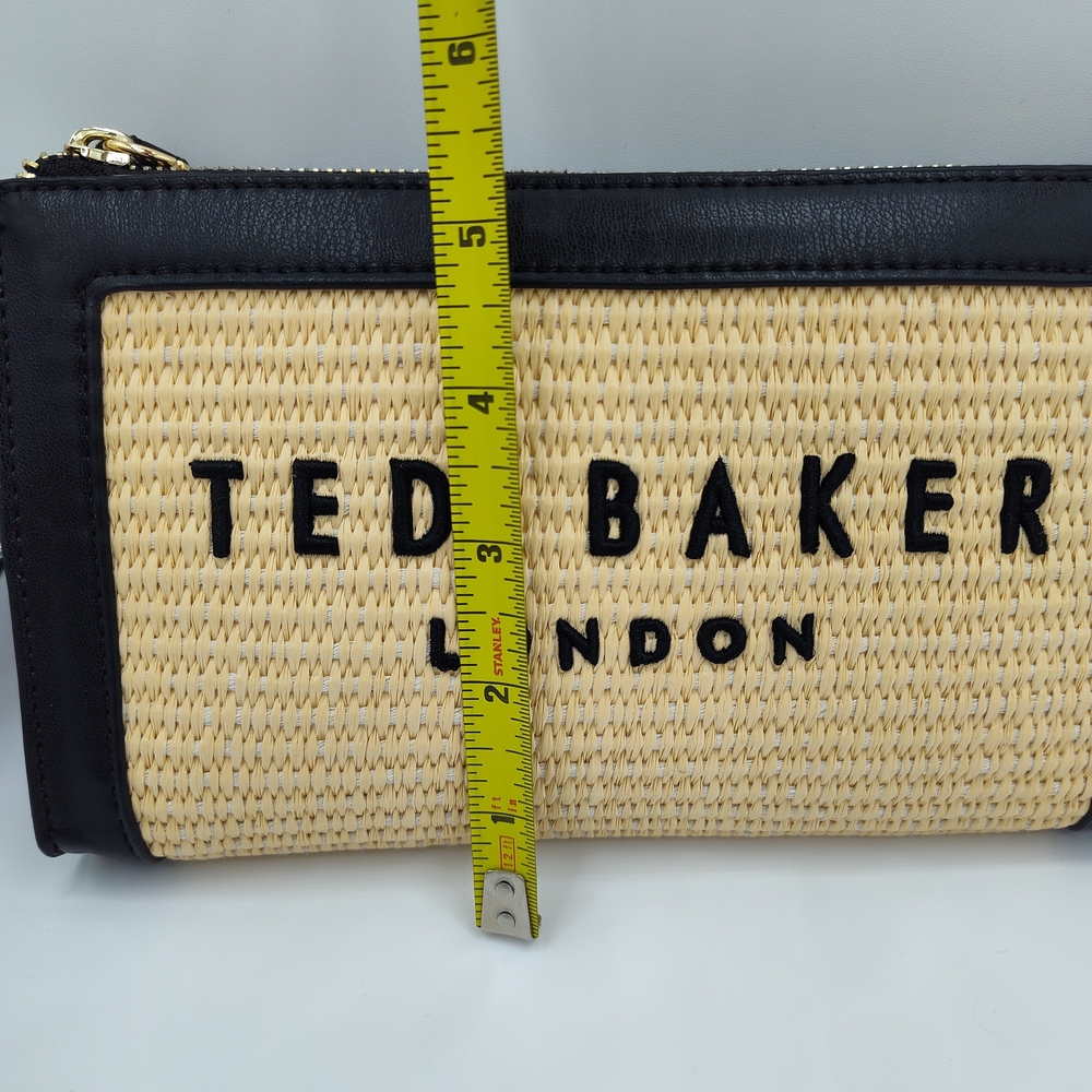 🎊 HOST PICK🎊 Ted Baker Raffia Wristlet Clutch NWT Black Trim Woven Summer Bag - Picture 6 of 6